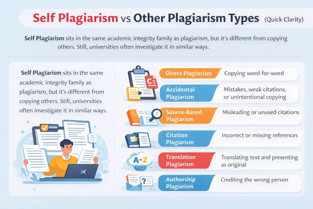 self plagiarism vs other type of plagiarism, what is self plagiarism