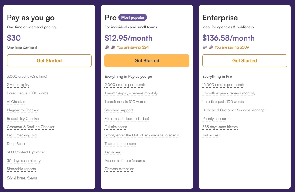 turnitin alternative - originality ai pricing