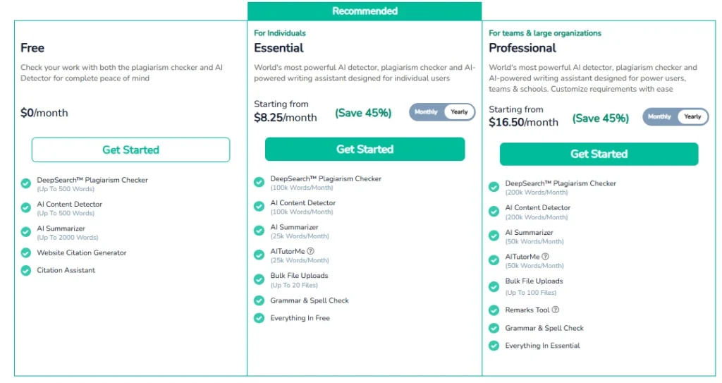 turnitin alternative - quetext pricing