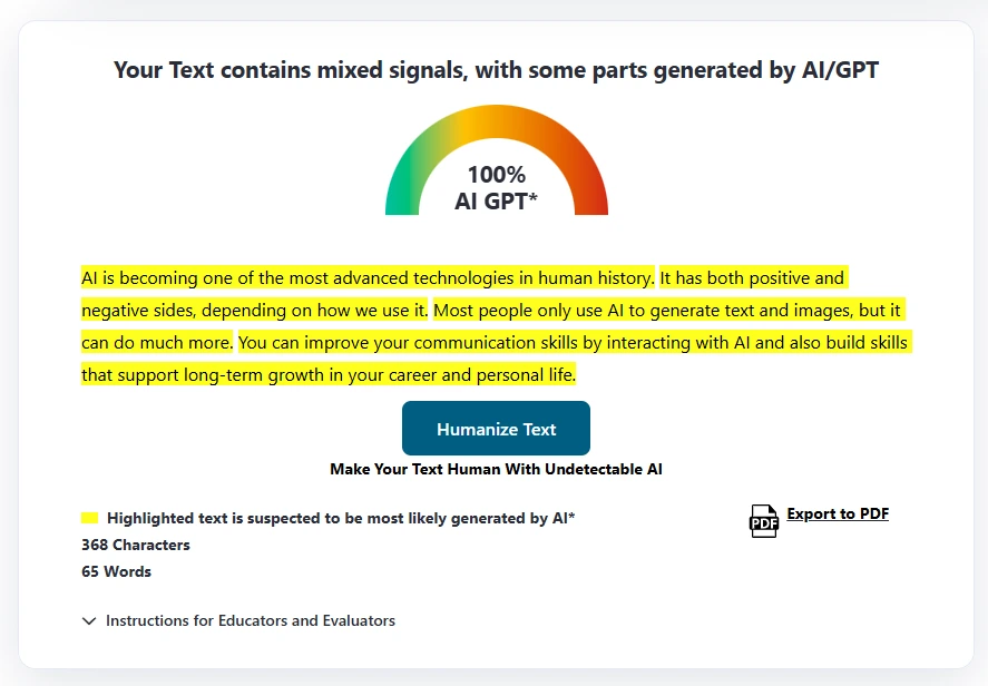 zerogpt review Test Case result 3 Lightly Edited AI Content