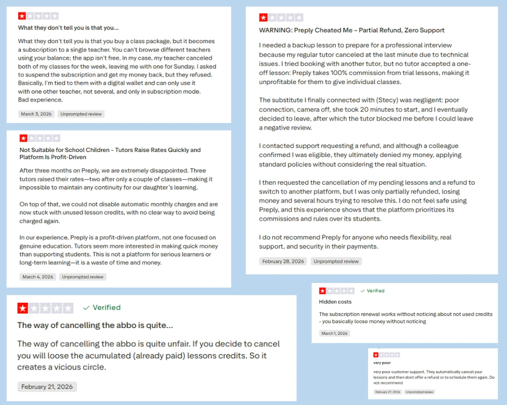 preply negative reviews on trustpilot