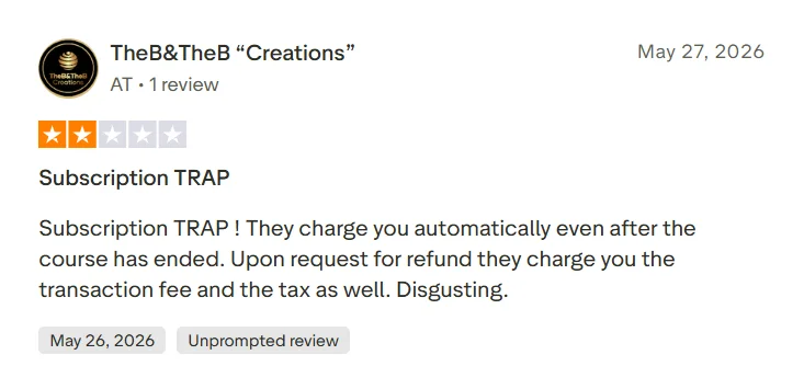 Trustpilot review claiming Preply continued automatic subscription charges after a course ended.