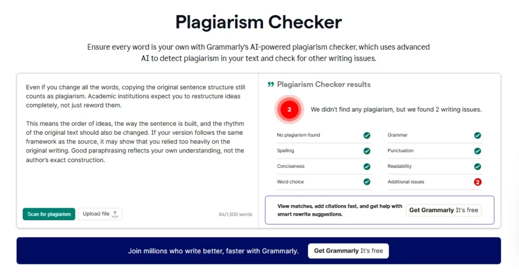 Grammarly plagiarism check 1