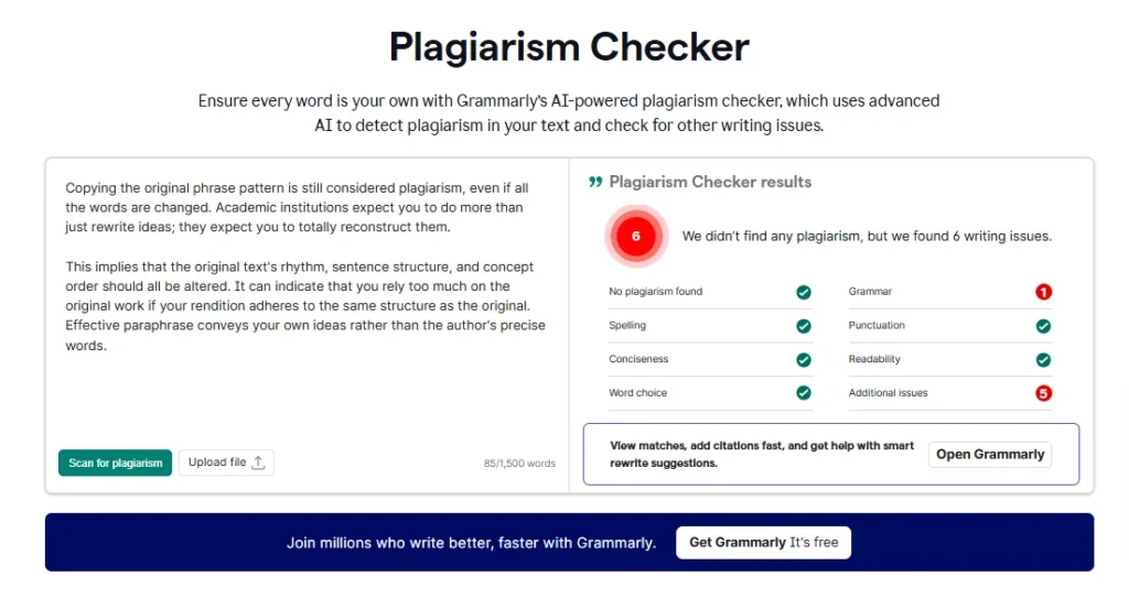 Grammarly plagiarism check 2