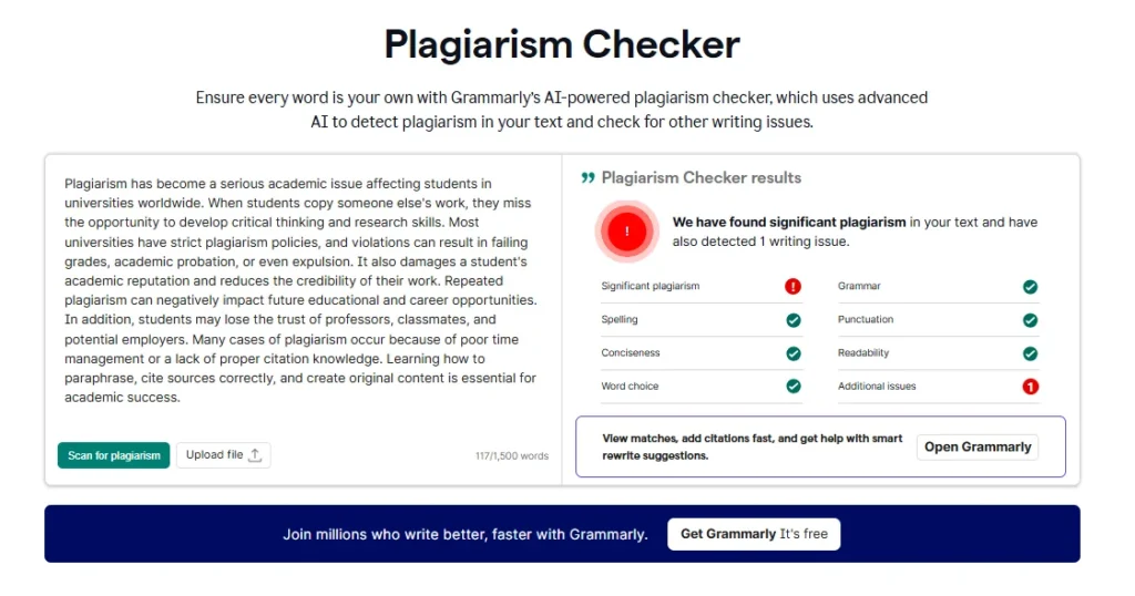 Grammarly plagiarism check 3