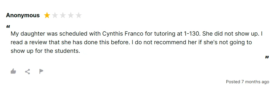 K12 Tutoring negative reviews mentioning trouble logging in, difficulty attending tutoring, and problems getting access.