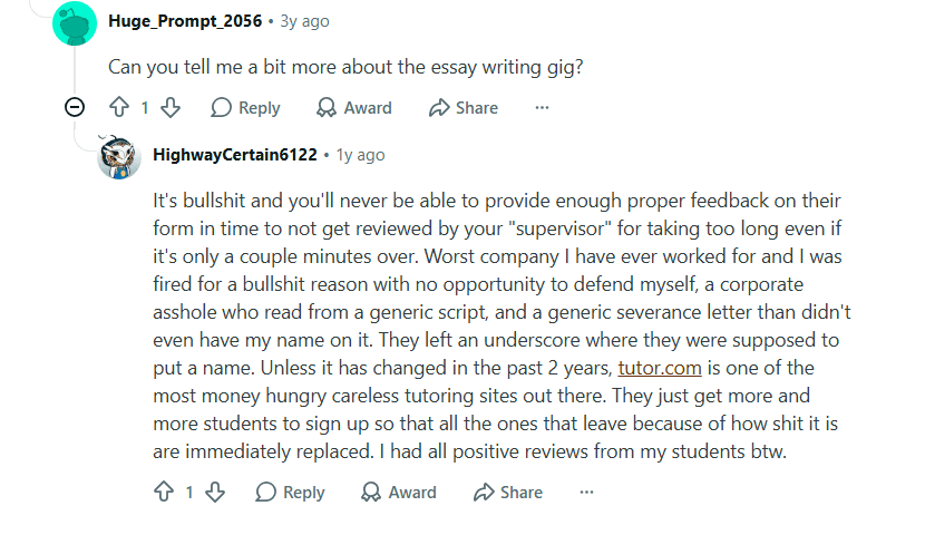 tutor.com reviews - reddit negative review 2