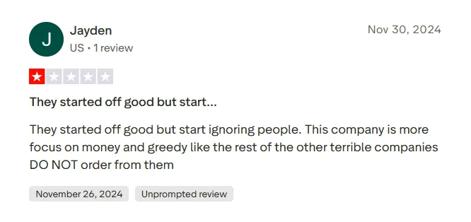 Negative TutorBin review saying the company started well but later ignored people