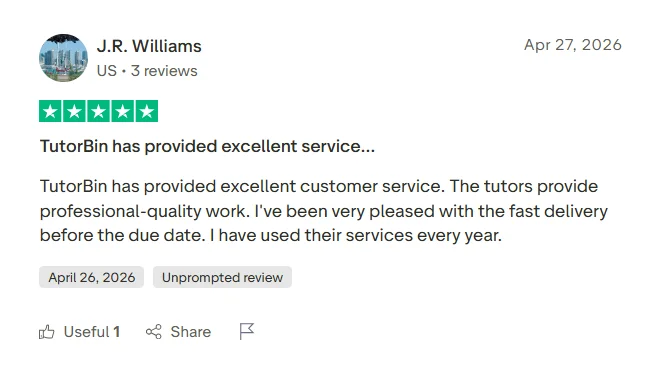Positive TutorBin review from healthcare student saying the service saved time