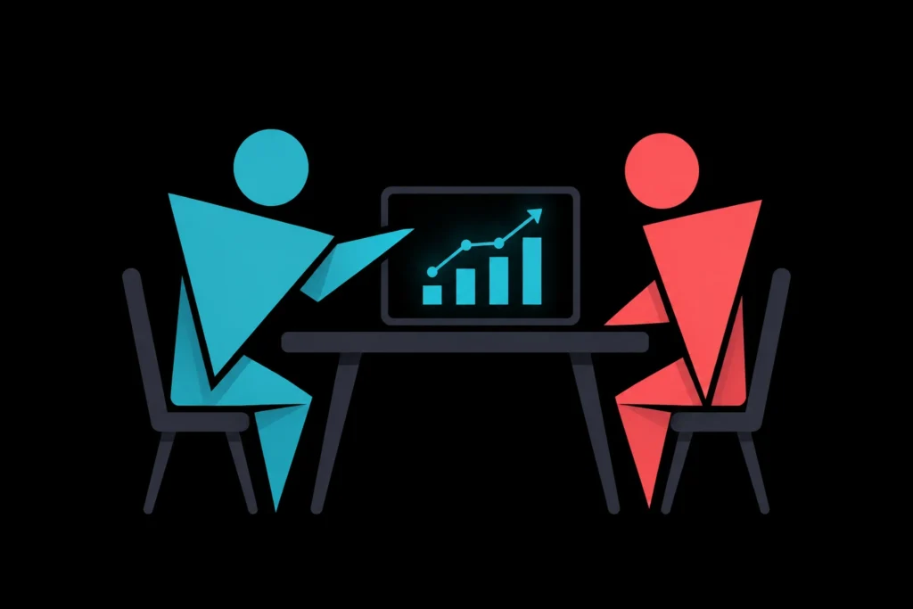 Alt text Illustration of a tutor helping a student interpret statistical software output during a 11 session