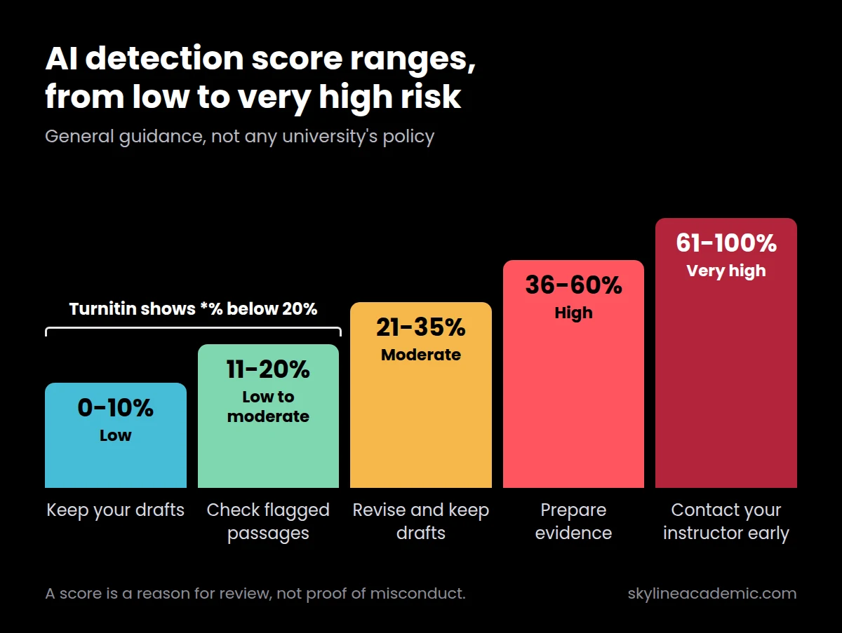 How to read AI detection results by score range